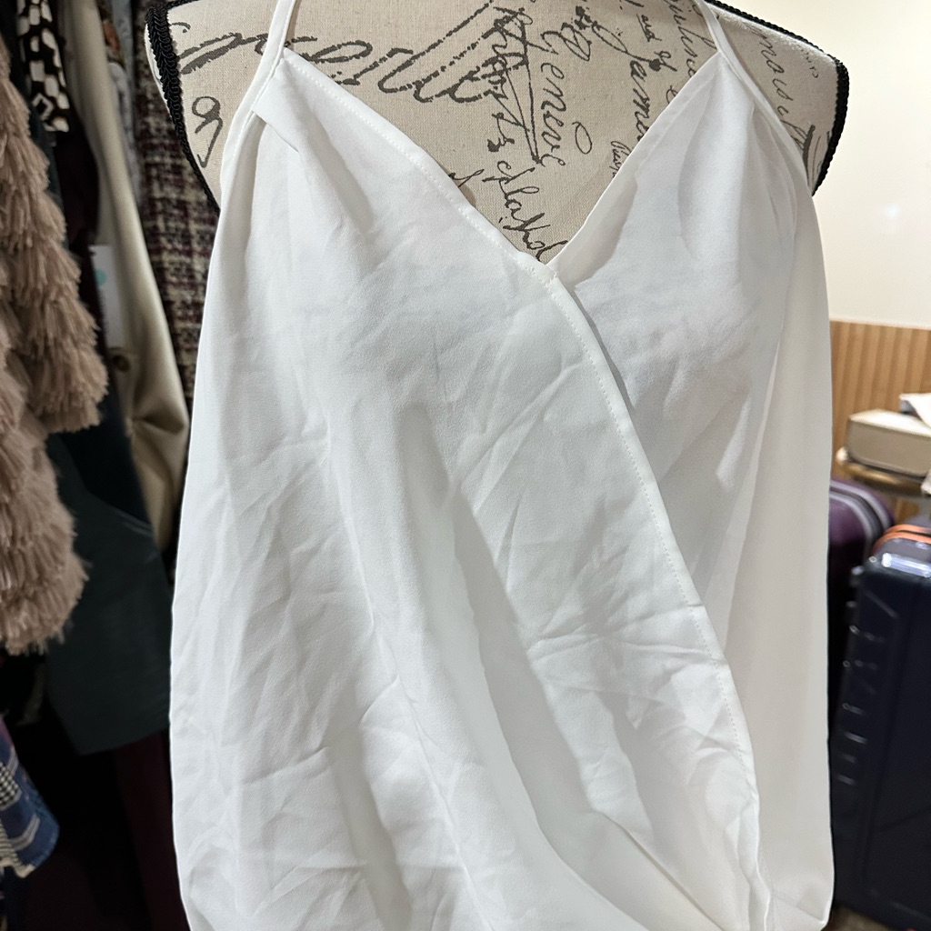 White Sleeveless Asymmetrical Wrap Camisole
